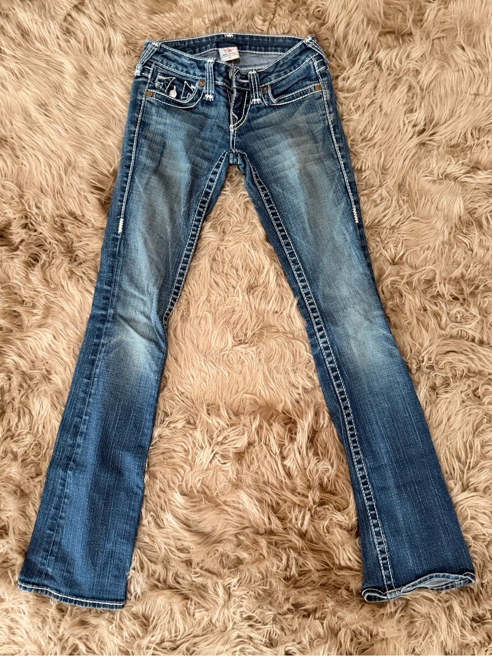 Rare Vintage True Religion Women's Medium Blue Boot-Cut Jeans low rise Size 23